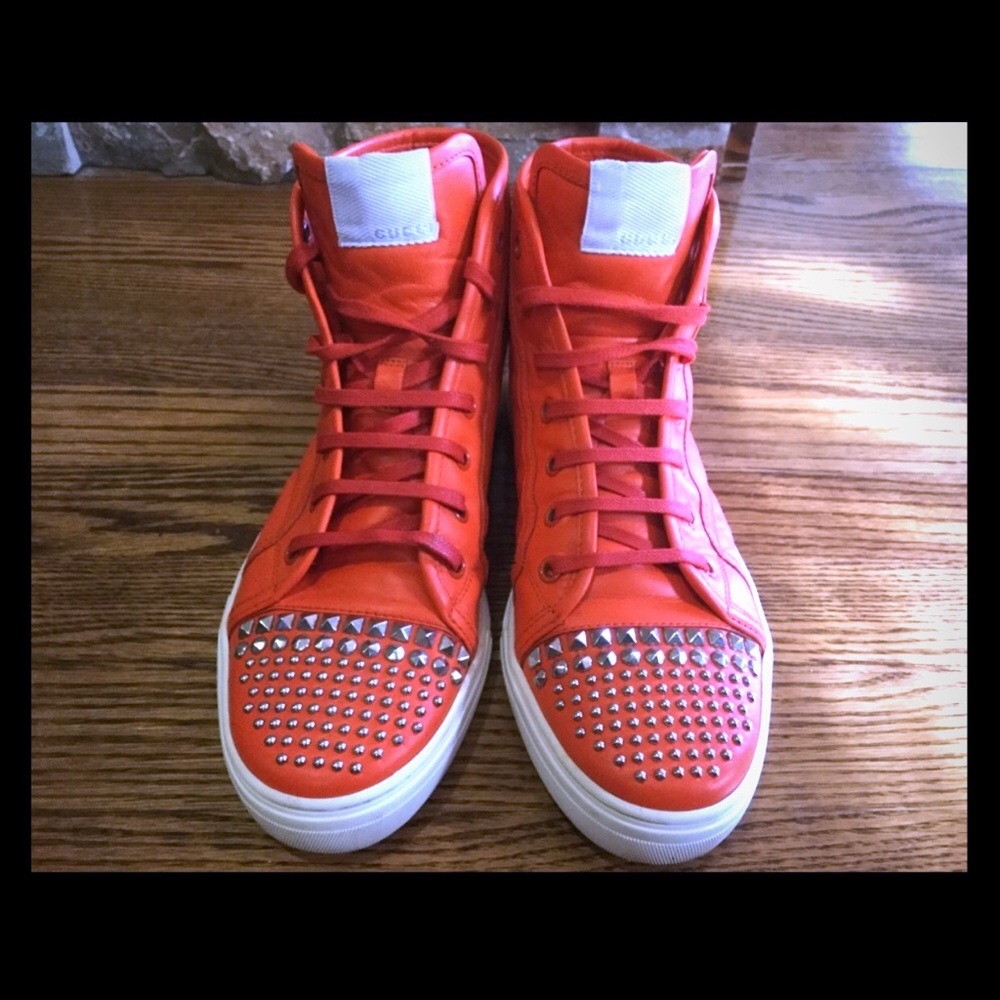 GUCCI women’s orange high-top sneakers